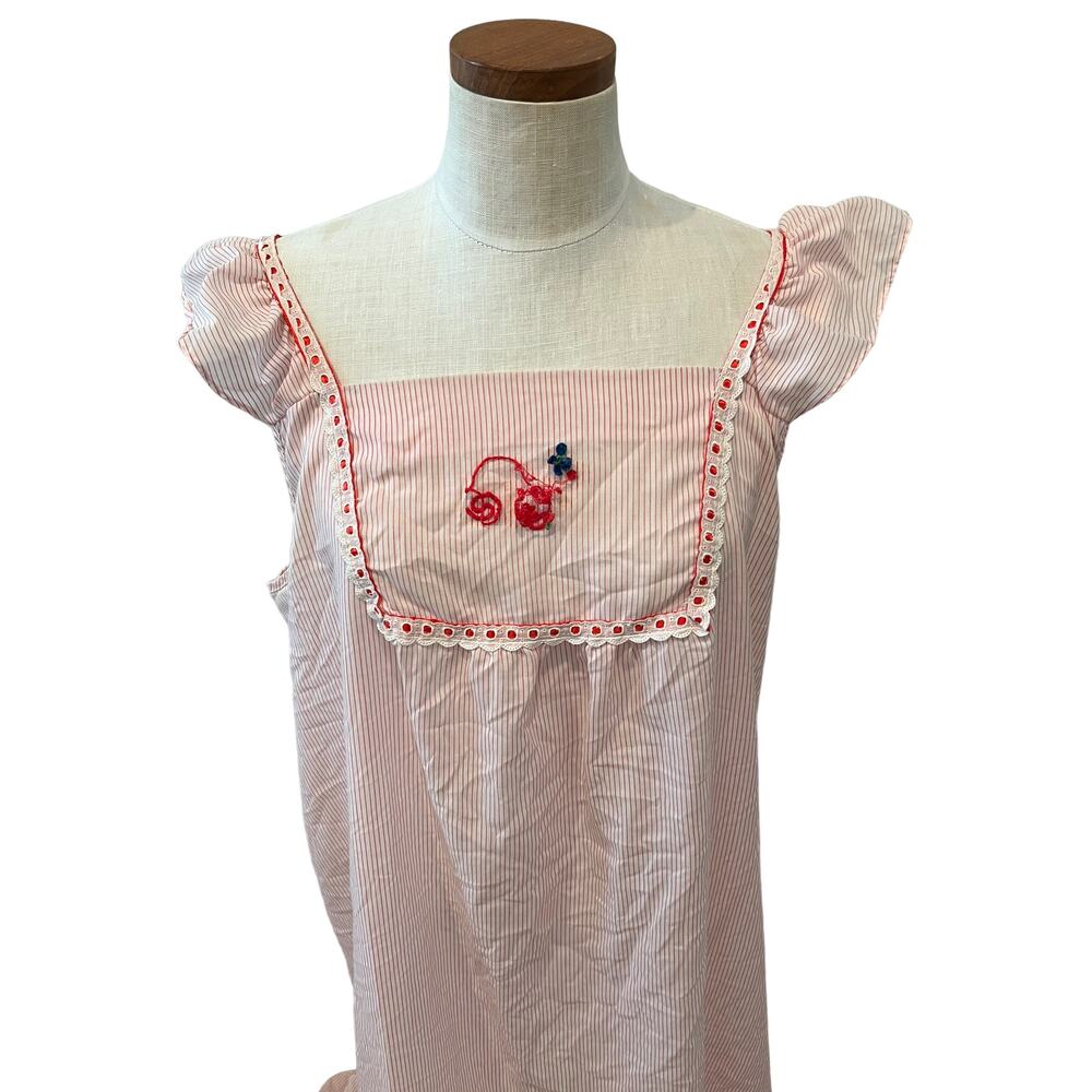 Vintage 60s 70s Kittens by Katz Long Candy Stripe Nightgown - Picture 2 of 8